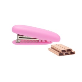 Pink Mini Stapler with 1000 Staples, Cute Tiny Compact Staplers 15 Sheet Capacity Rose Gold Staples for Travel Desk School Office Supplies (Pink)