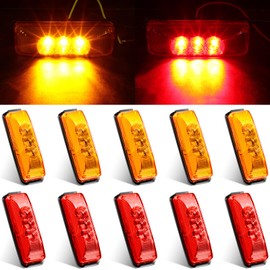 Rossesay 10 Pcs 3.9 Inch Truck Trailer Lights 3 LED Front Rear Side Marker Lights Indicator Waterproof Sealed Surface Mounted Trailer Lights for RV Truck Trailer Exterior Accessories 12V