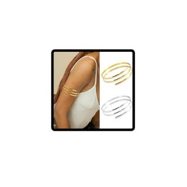 Resweky Upper Bangle Upper Arm Cuff Bracelet Adjustable Open Arm Cuff Bangle Vintage African Armlet Armband Jewelry for Women (Silver)