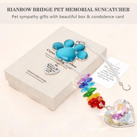 Pet Memorial Gifts for Dogs, Loss of Dog Sympathy Gift, Remembrance Bereavement Condolences Passing Away Blue Crystal Suncatcher