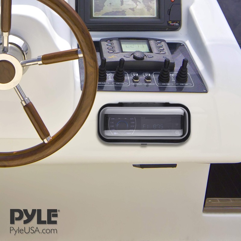 Pyle protector de radio resistente al agua, con ventana abatible.