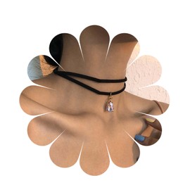 Yheakne Boho Layered Velvet Choker Necklace Teardrop Emerald Pendant Necklace Short Black Suede Necklace Gothic Black Collar Necklace Chain Jewellery for Women and Girls (Green), Metal