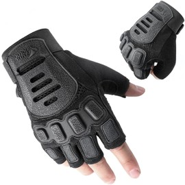 ZUNE LOTOO Fingerless Tactical Gloves for Men, Half Finger Motorcycle Gloves with Impact Protection, Black Palm Padded Safety Work Gloves for Paintball Airsoft Range Tac Female Women(Small)
