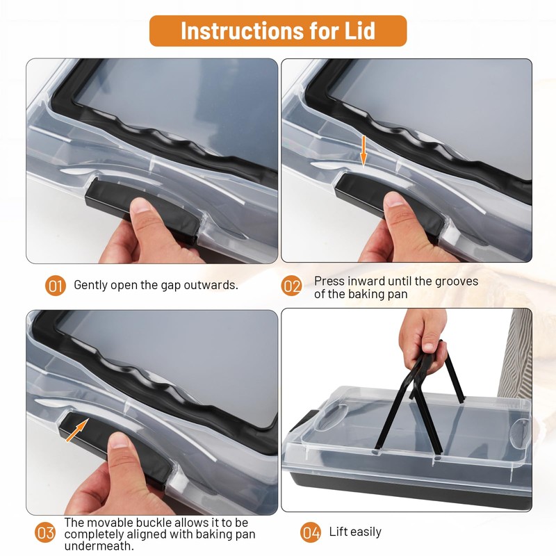 Spmarkt Ceramic-Coated Non-Stick Baking Pan with Carry Lid, 15inchx10inch Rectangular