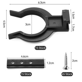 Kitchen Plinth Mounting Clips, Pack of 15 Kitchen Base Clips with 45 Screws, Robust Skirting Board Holders for Kitchen Plinths, Kickboard Mounting Clips for 32-42 mm Kitchen Feet