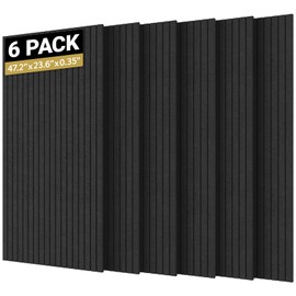 TONOR 6 Pack Large Acoustic Panels,47.2" X 23.6" X 0.35" Acoustical Wall Panel, Self-Adhesive Sound Proof Panels, Decorative Soundproof Wall Panels for Echo Absorption for Home Studio Office, Black