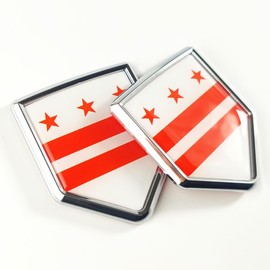 Washington DC Flag Decal Sticker Car Emblem District of Columbia Flag Car Decoration Accessories Chrome Shield for Truck Vehicles Cars, 2 Pack