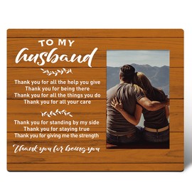 Muktoujaumai Husband Picture Frame Gifts, Thank You for Standing by My Side, Valentine's Day Wedding Romantic Marriage Gifts for Husband from Wife, Husband Birthday Christmas Gifts