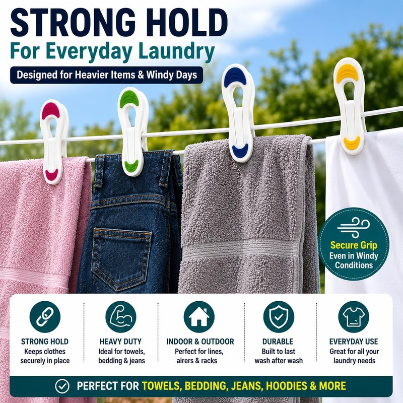 SWL Extra Large Soft Grip Clothes Pegs – 12 Pack