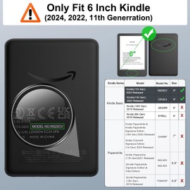 THRAU Case for 6" All-New Kindle 2024/2022 (11th Gen) – Premium PU Leather & Durable TPU Back, Shock-Absorbent, Ultra-Thin & Lightweight, Auto Sleep/Wake, Protective Case – Black