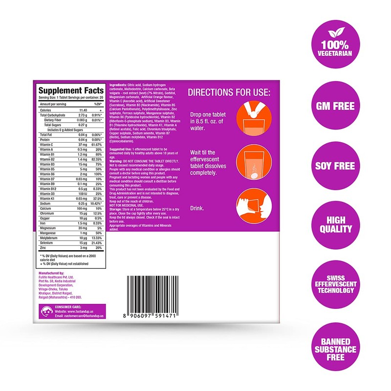 Fast&Up Multivitamin – Complete Multivitamin Supplement – All Day Energy