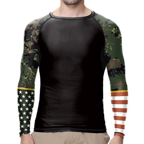 Jiu Jitsu Men American Flag UPF 50+ Sun Protection Printed