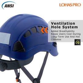 LOHASPRO Hard Hats Construction Safety Helmet ANSI Z89.1 Approved OSHA Hardhat Vented Men Worker Blue Hard Hat with Chin Strap Tree Climbing Rescue Arborist Helmet (P5 Blue)