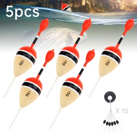 OriGlam Fishing Floats Bobbers Slip Bobbers Kit, Slide Floats Balsa Wood Slide Floats, Fishing Bobber Slip Bobbers with Float Sinker Stops for Crappie Panfish Trout Bass