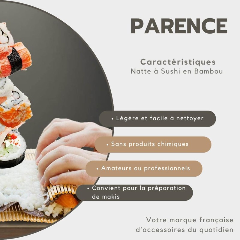 Parence. - Bamboo Sushi Mat - Makisu for Sushi Rolls