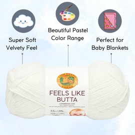 Lion Brand Feels Like Butta Seagreen 215-172 (6-Skeins - Same Dye Lot) Worsted Medium #4 Polyester Yarn for Crocheting and Knitting - Bundle with 1 Artsiga Crafts Project Bag