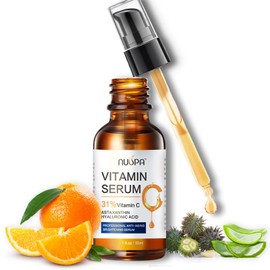 Suero Facial Antiedad Y Antiacné Con Vitamina C Natural Para El Rostro, Con Ácido Hialurónico, Vitamina E, Astaxantina Y Aceite De Ricino. Reduce Las 