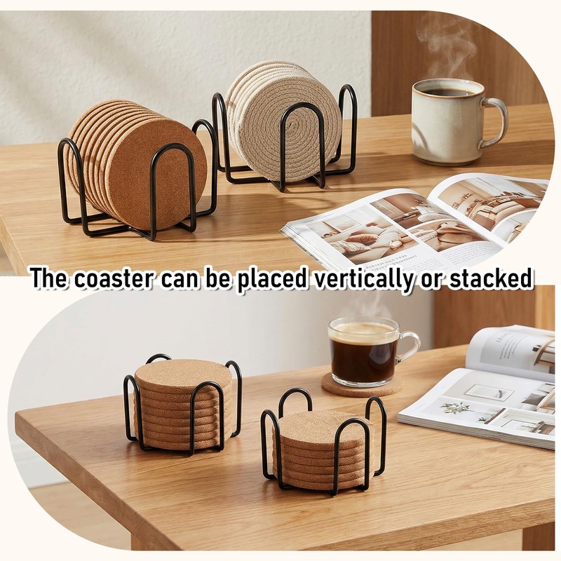 HANLANXUE 16 Pack Metal Coaster Holder, 4 Inch Black Iron