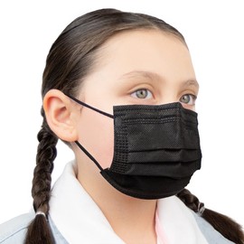 LYTIO 4 Ply Face Mask ASTM Level 3 Disposable Unisex Breathable Soft and Skin-Friendly Made in the USA (50 Pieces, Kids, Sable Black)
