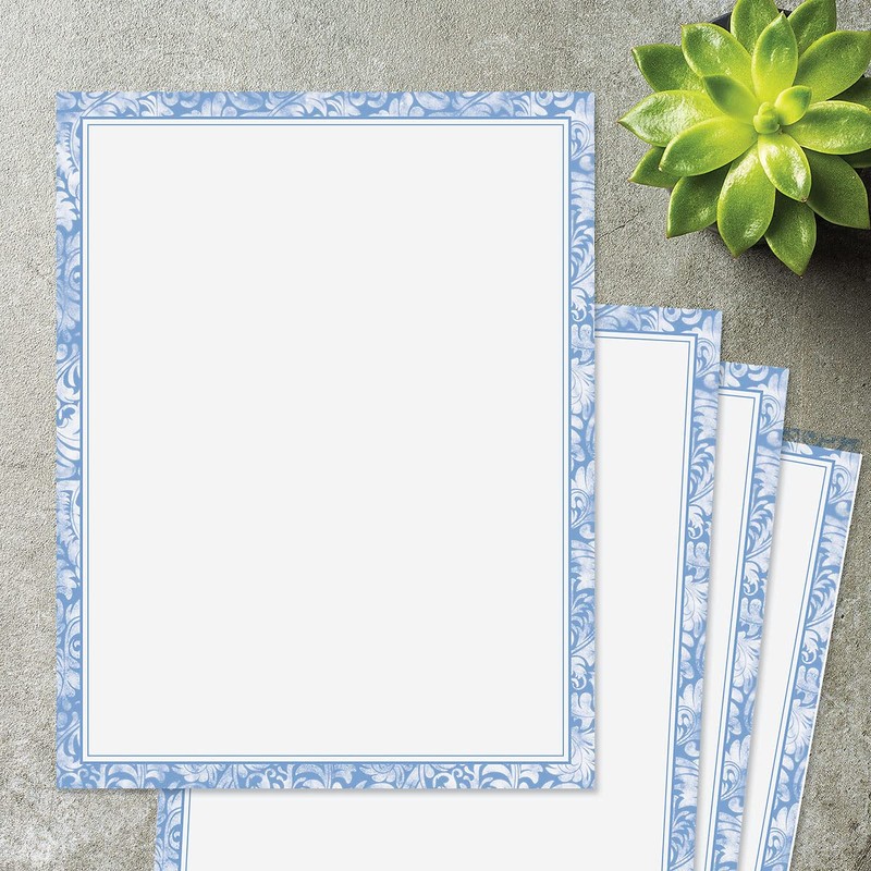Blue Alluring Border Letter Papers - Set of 25 spring