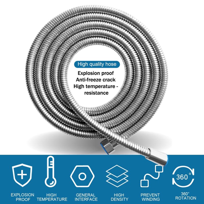 Anti-Explosion Leakproof Flexible Stainless Steel 3.0-Meter Extra Long Shower Hose
