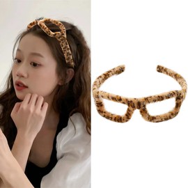 Sunglass Headbands for Women Thick Thin Hair Accessories for Girls Leopard Print Hair Band Headband for Women Plush Cheetah Print Headband for Girls Leopard Glasses Headband for Women Costume