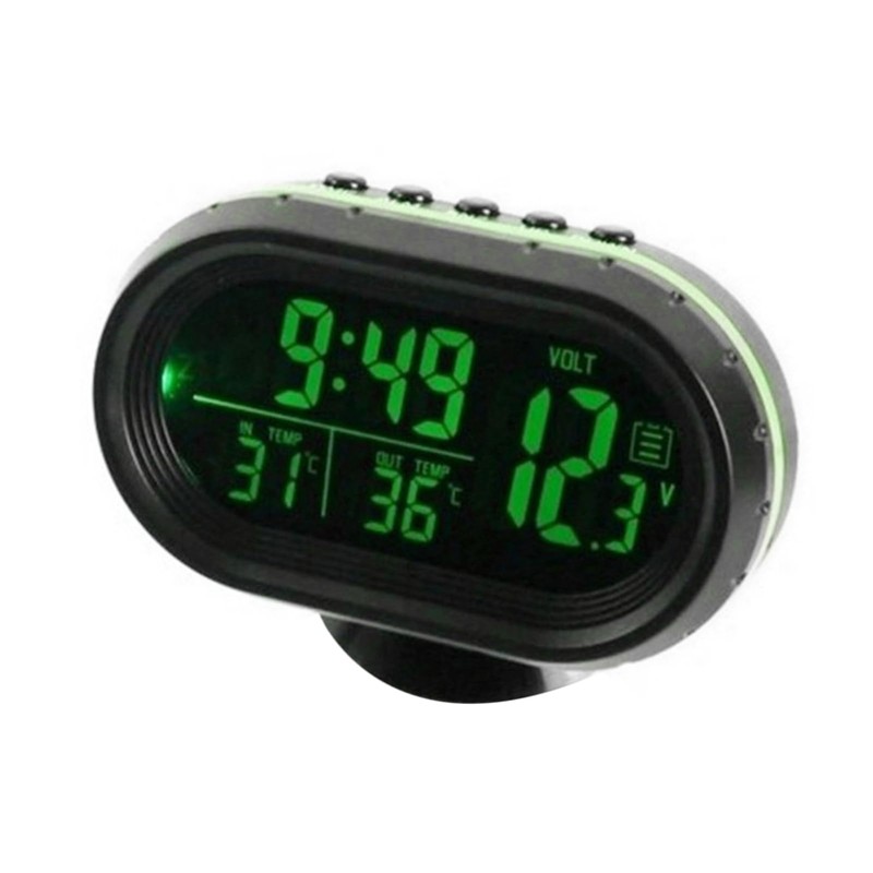 Shkalacar Digital Thermometer and Clock - LED Lighted Auto Dual