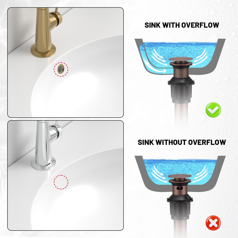 Bathfinesse Copper Bathroom Sink Drain, Pop Up Drain for Bathroom