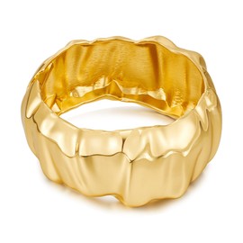 WOWORAMA Extra Wide Chunky Bangle Bracelets for Women Heavy Thick Gold Hinged Cuff Bangles Exaggerated Bold Statement Bracelet Boho Hinge Wrist Wrap Cuff Bracelet, 7 inches, Zinc, no gemstone