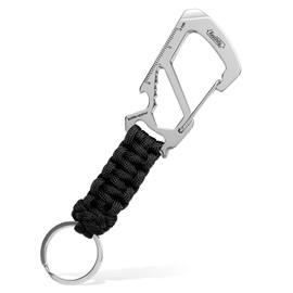 KeyUnity KC00 Paracord Keychain Carabiner Clip, 550 Parachute Lanyard Multitool for Outdoor, Backpacks, Men & Women (Black)