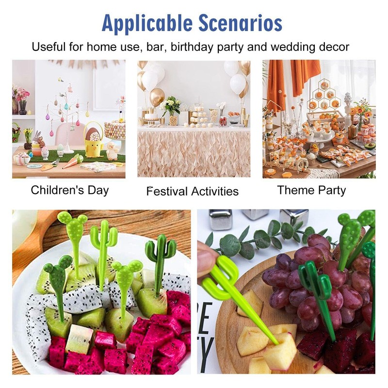 18 Pieces Cactus Shaped Fruit Fork, Cute Cartoon Fruit Fork,
