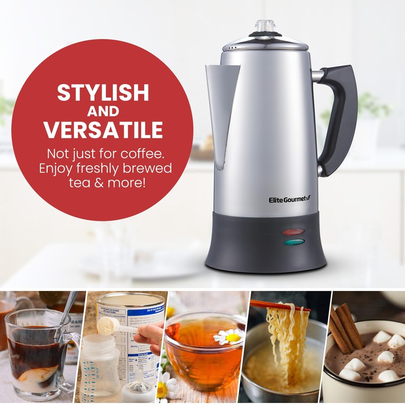 Elite Gourmet EC924 Electric Coffee Percolator, BPA Free, Keep Warm,