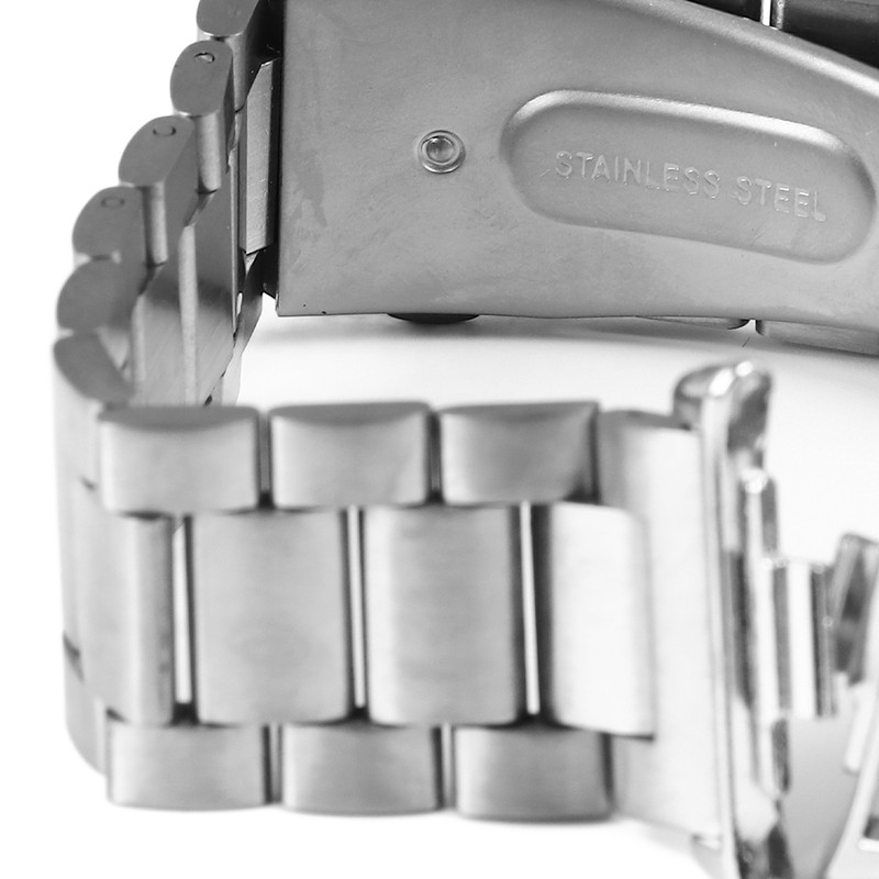 Smartwatch Strap Double Snap 3 Beaded Stainless Steel Replacement Wristband