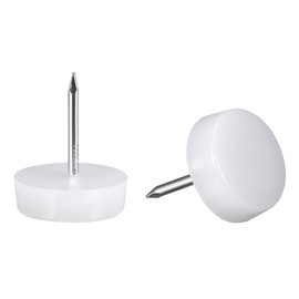 sourcing map Furniture Feet Nail Plastic Glide Nails Chair Table Leg Protector Pads 14mm Dia White 70pcs