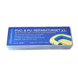 fishingglue.de PVC & PU Repair Kit XL; Plastic Repair Kit for Inflatable Boat, Tent, Pool, Fabric, Tarpaulins, Awning, Sleeping Mat, Air Mattress etc. Made of Vinyl, PVC and PU