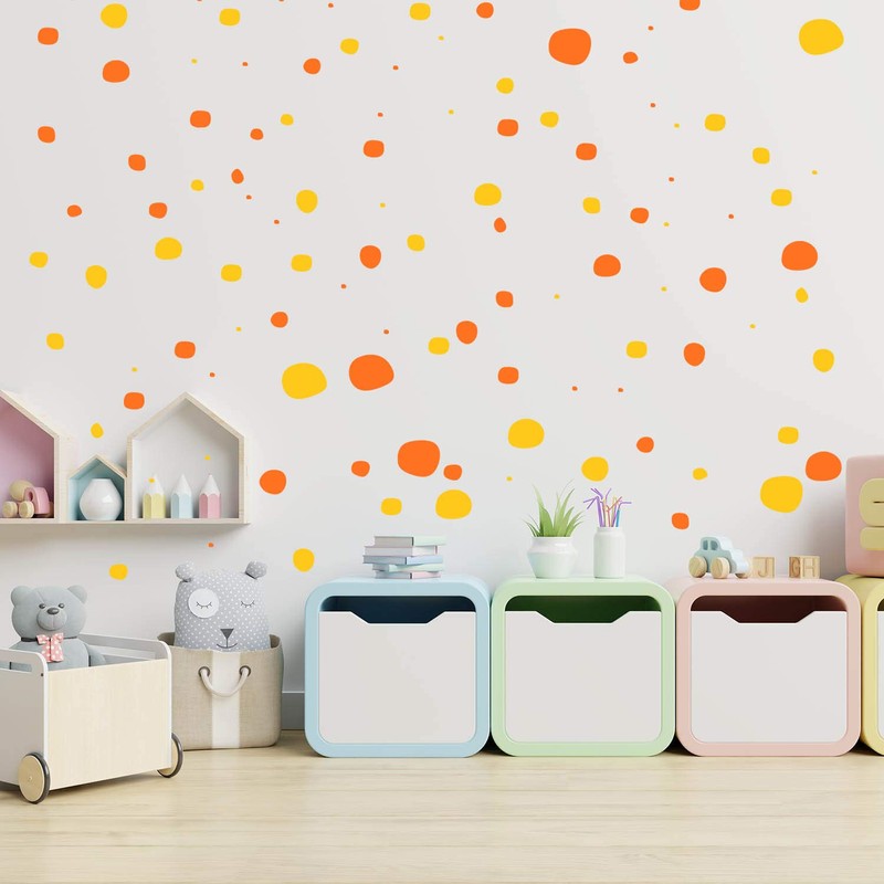 Polka Dots Wall Stickers, Pack of 128, Round & Hand-Drawn
