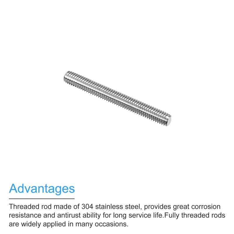 sourcing map Fully Threaded Rod M6 x 50mm 1mm Thread