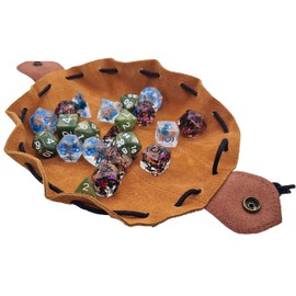 World of Dice - 2-in-1 dice bag and dice pad - faux leather, brown, dice bag for D&D, DSA, Shadowrun, brown