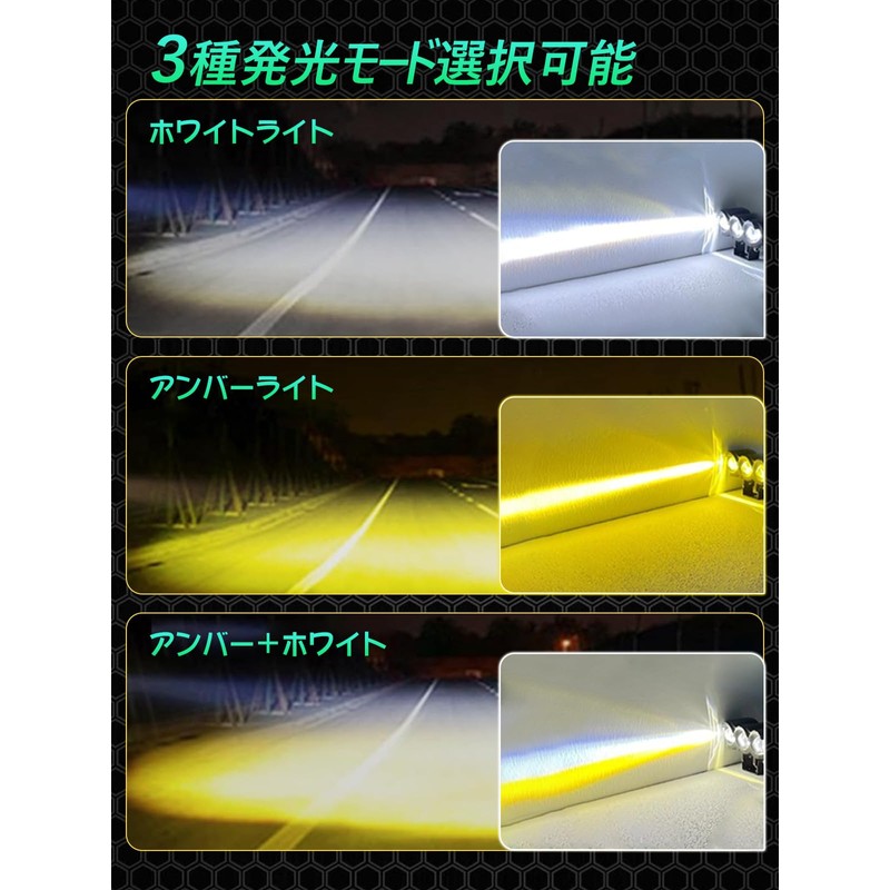 Chelhead Motorcycle Auxiliary Light, Fog Light, 3 Modes, White/Yellow/White+Yellow, 3000K