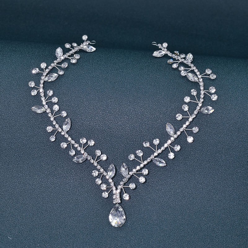 WONRLUA Wedding Hair Accessories for Brides, Rhinestone Forehead Headband, Bridal