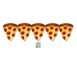 Pizza Slice Shaped Set Of 5 Happy Birthday 18'' Mylar Balloons Birthday Party Decorations Includes FREE Helium Chart Valueballoon Party & Gifts