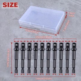 LEONTOOL 3/8 Inch Impact Adapter Square Bit, 10 Pieces 1/4 Inch Hex to 3/8 Inch Drive Drill Key Adapter, Impact Socket Adapter Set for Impact Wrenches for Automotive DIY, Black