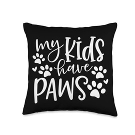 Paw Prints My Kids Kids Have Paws Funny Animal Lovers Throw Pillow, 16x16, Multicolor
