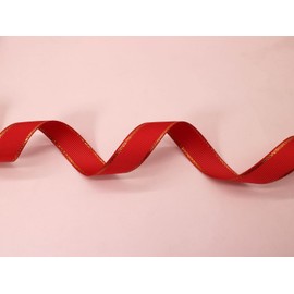 JESEP YONG 5/8 inch Red Grosgrain Ribbon with Golden Weft Edges-20 Yards Craft Gift Wrapping Ribbon Roll for Bows-Christmas Home Decor-Wedding-Graduation Party-Decoration (JS263 Red)