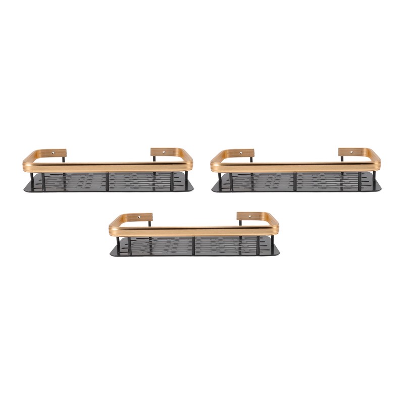 Shower Storage Rack 3 Layers Punch Free Rectangle Aluminum Shower