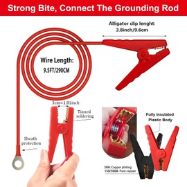 9.8FT Electric Fence Wire Connectors Jumper Leads Cable with Alligator Clips Electric Fence Charger for Solar Fence Charger, Electric Fence Tester,Wire Copper Fencing, Energizer Connector, 2PCS