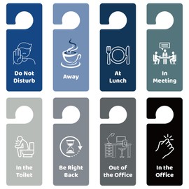 8pcs Office Door Signs, Do Not Disturb Door Hanger Sign Away Lunch in a Meeting Hanging Sign in/out of Office Sign Double Sided Door Hanger Tags for Office Home Clinic Hotel
