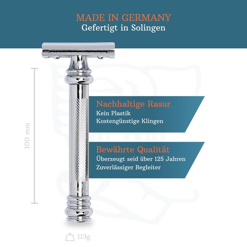 MERKUR Safety Razor 38C | Barber Pole Gloss Chrome |