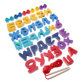 Kisangel Boys and Girls Russian Alphabet Educational Wooden Blocks Toy for Toddlers Interactive Plaything for Early Learning for Alphabet Recognition and Skill Development