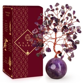 Amethyst Crystal Tree of Life Office Desk Decor, 7 Chakra Reiki Healing, Feng Shui Bonsai Home Decoration Tree for Positive Energy, Money, Good Luck, Yoga, Meditation, Spiritual Gifts for Women